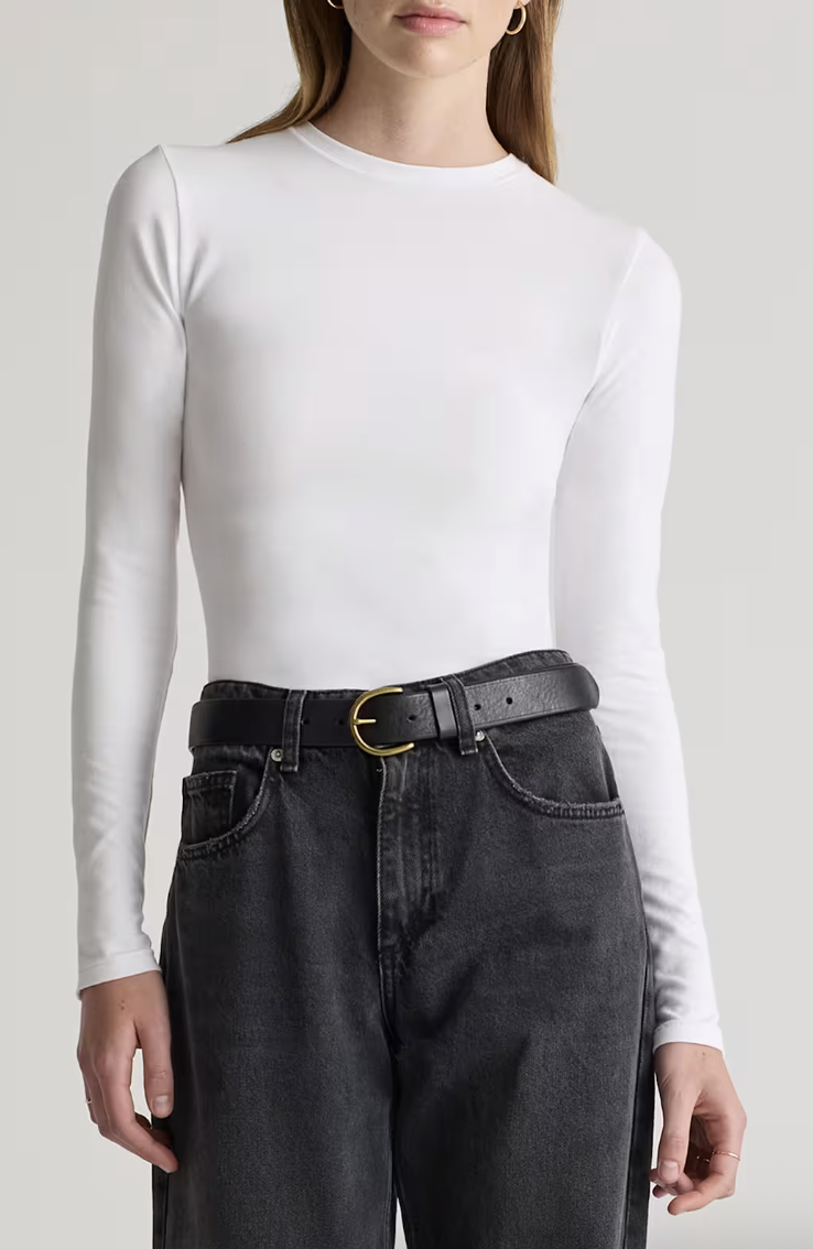 Quince, Stretch Cotton Jersey Fitted Long Sleeve T-Shirt