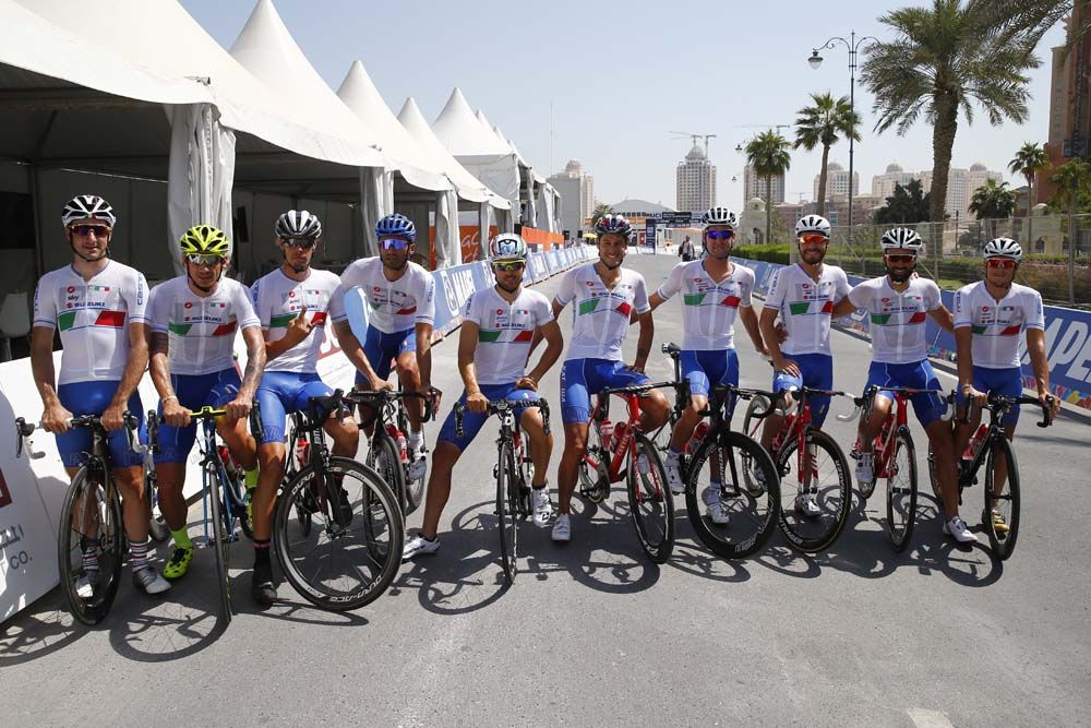 The Italian team for Sunday's elite men's road race
