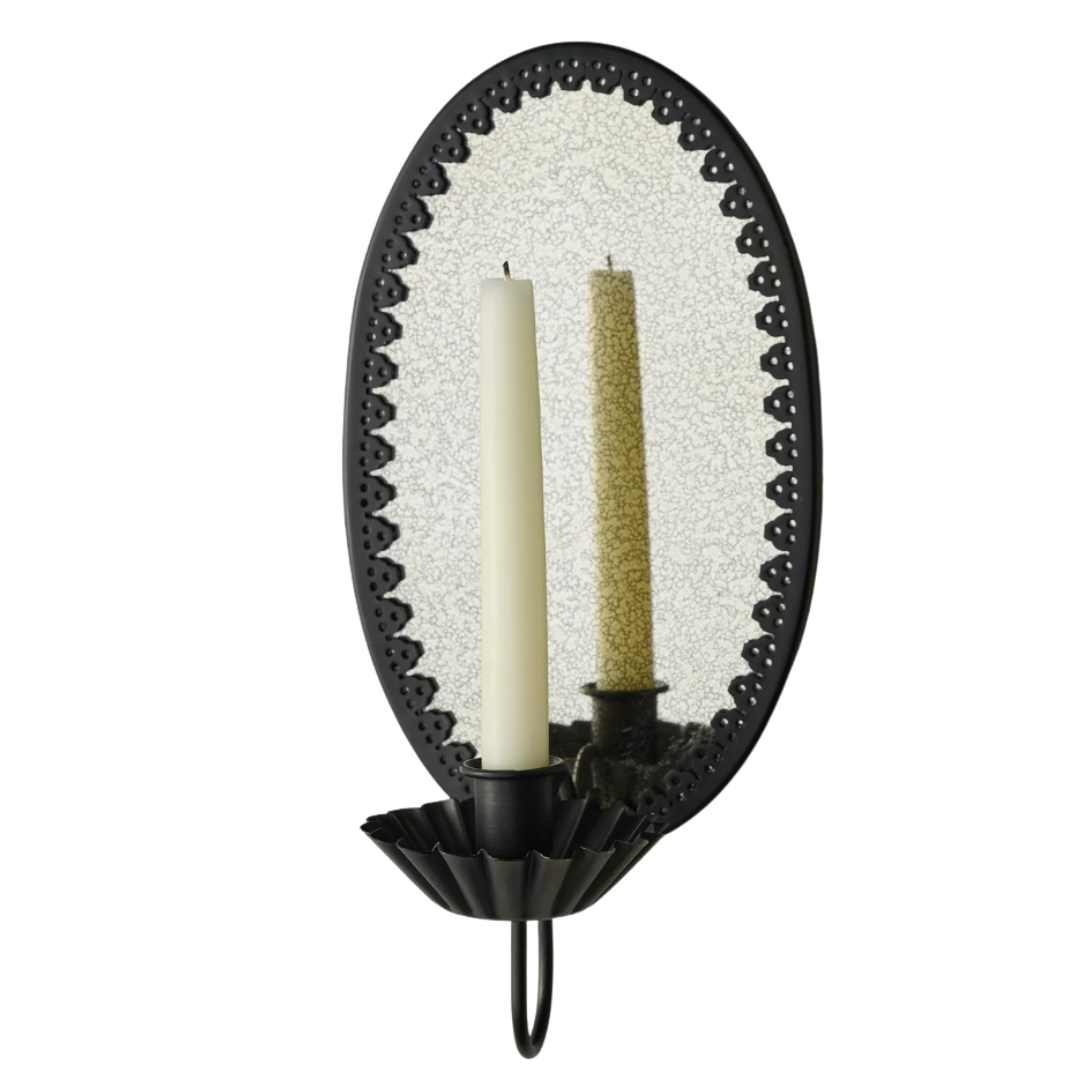 Oval Antique Mirrored Sconce - Brass