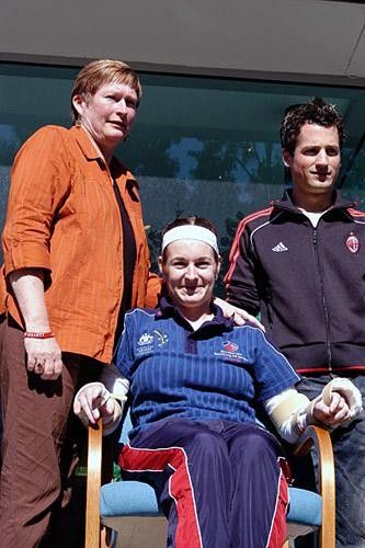 Yaxley with mother Annette and boyfriend Mark Padget