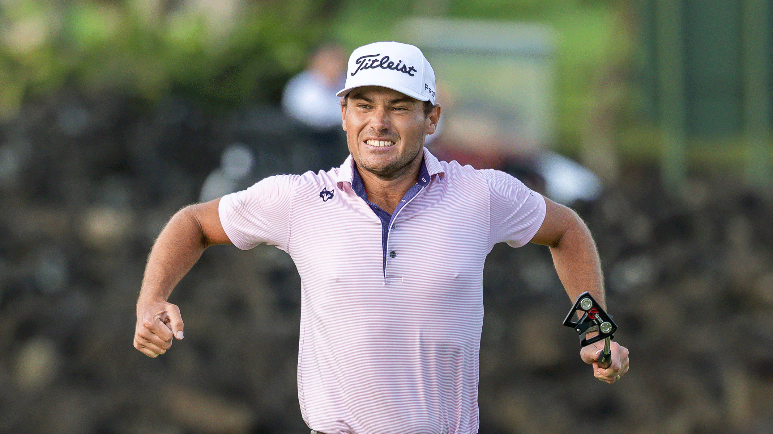 Jordan Gumberg celebrates winning the 2026 Hainan Classic