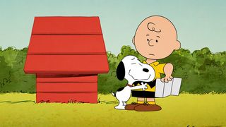 Snoopy hugs Charlie Brown in The Snoopy Show