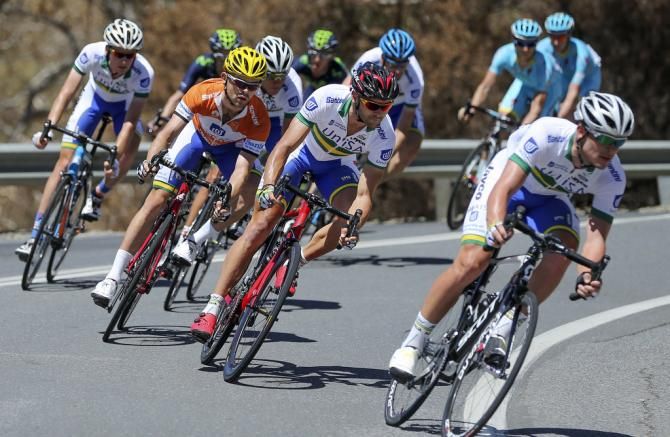 UniSA protecting race leader Jack Bobridge during stage 3