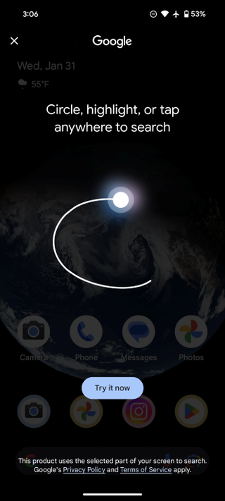 Circle to search on Pixel 8