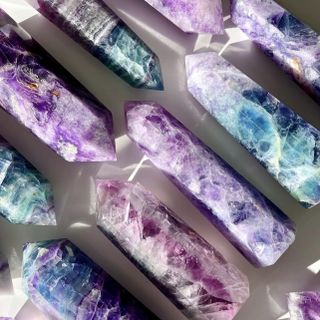 Fluorite crystals towers clustered together