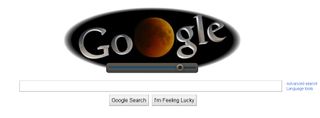 A screenshot of the Google homepage on June 15, 2011, which incorporated a live view of the total lunar eclipse into the company's logo doodle.