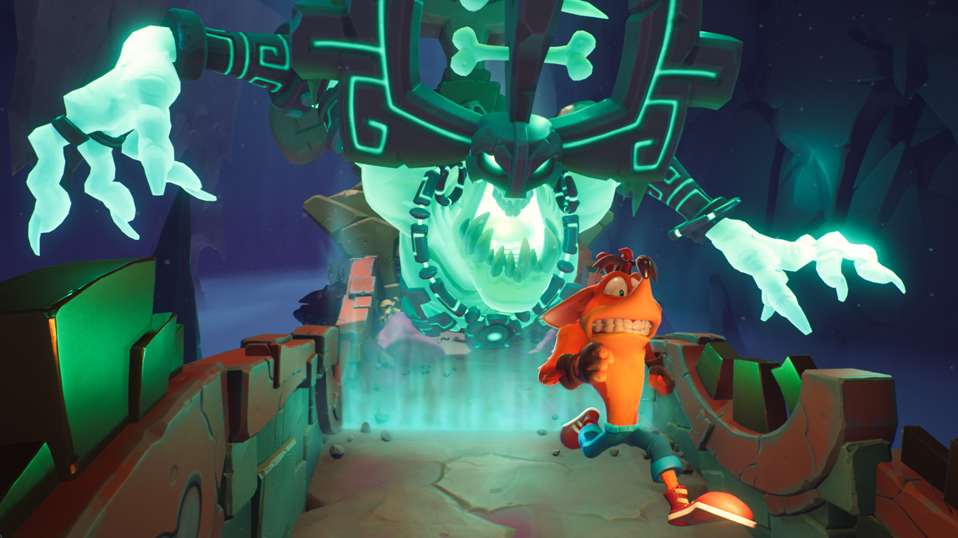 Promotional screenshot of Crash running for his life in Crash Bandicoot 4: It's About Time