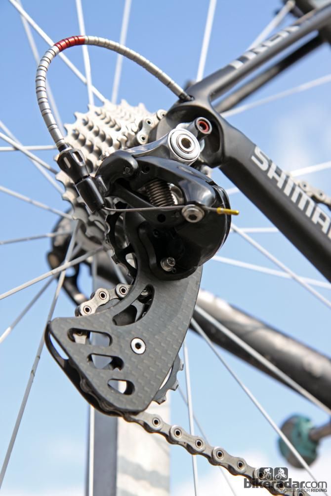 The German-made Berner rear derailleur cage features enormous pulleys that are claimed to decrease drivetrain friction.