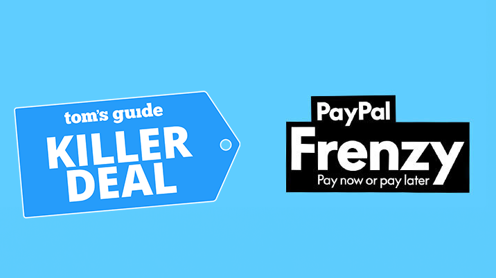 Tom's Guide killer deals logo and PayPal Frenzy logo on blue background