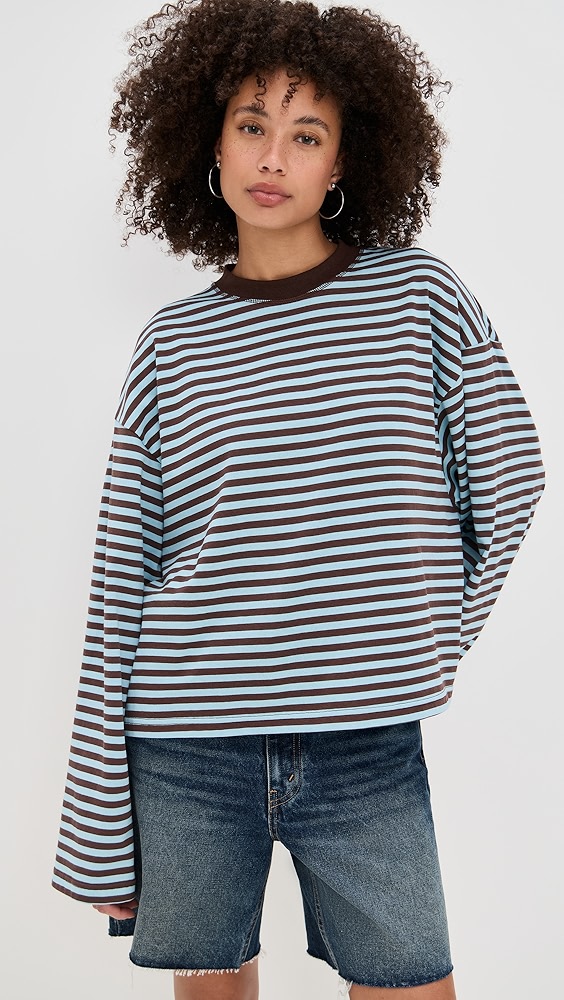 Bloom Long Sleeve Tee - Chocolate Sea Stripe