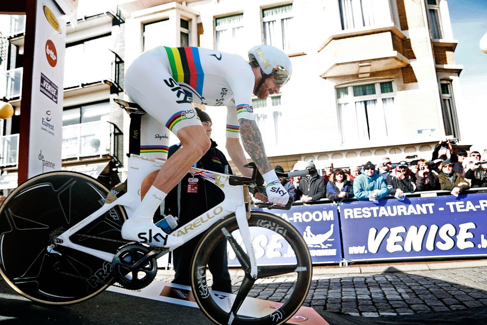 Bradley Wiggins takes off on his winning ride.