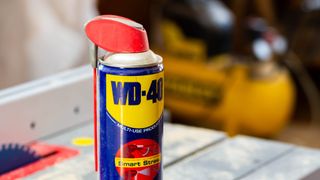 A can of WD-40 on a table
