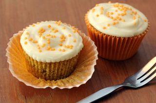 Pumpkin cupcakes with maple icing