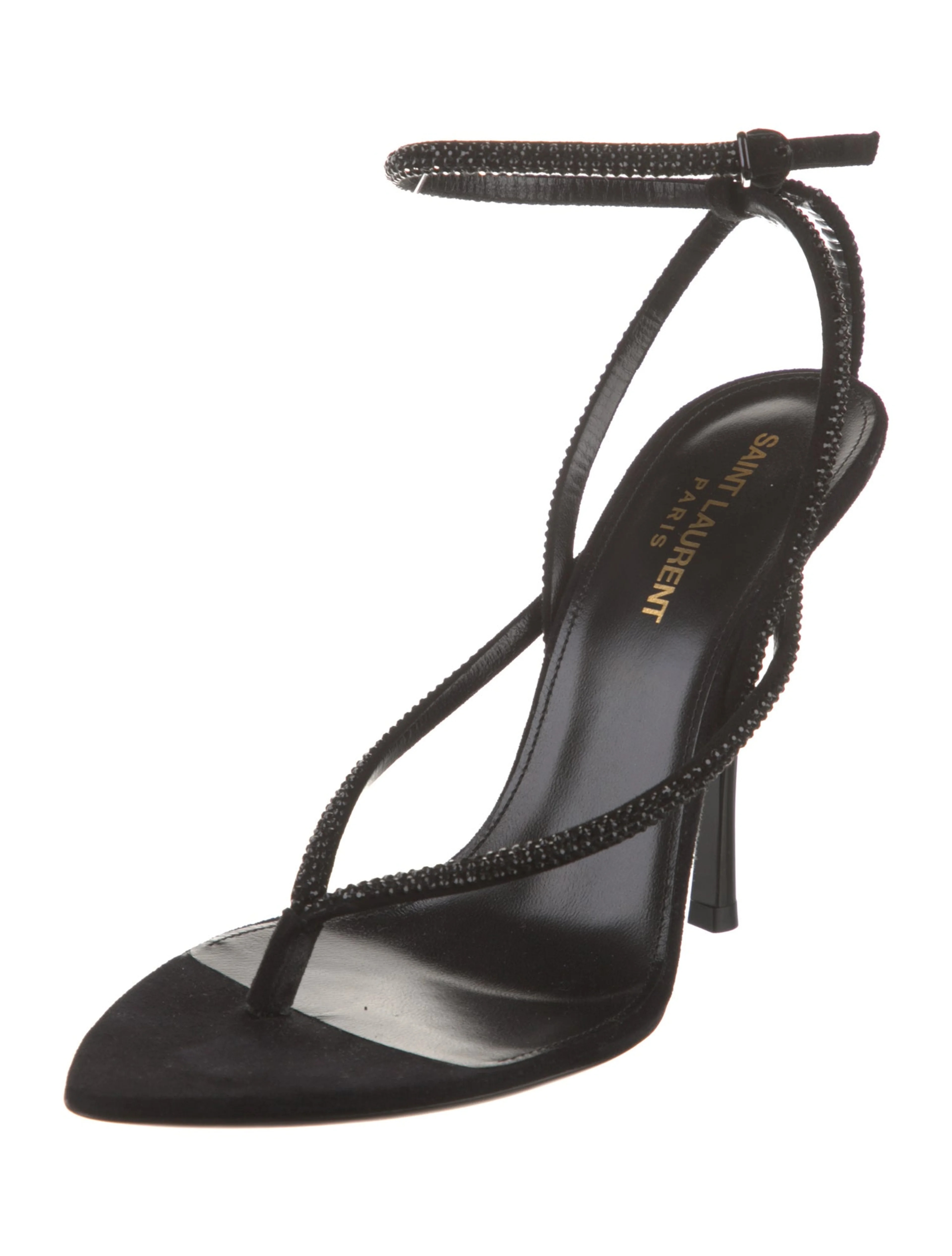 Saint Laurent, Satin Crystal Embellishment Sandals