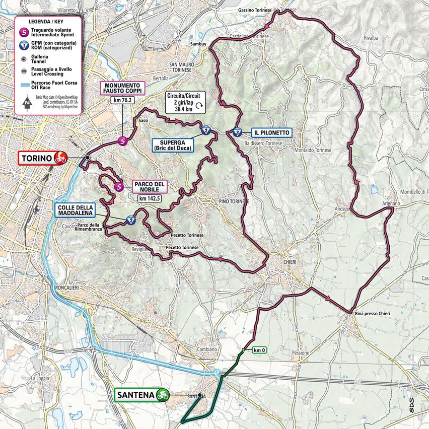 Route map of stage 14 for 2022 Giro d'Italia