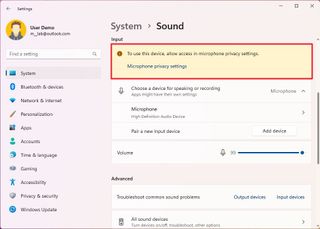 Sound settings microphone restriction message