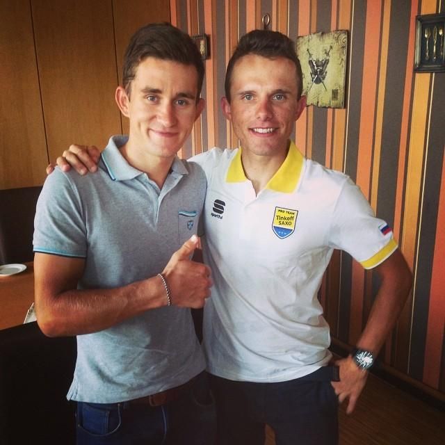 Michal Kwiatkowski (Omega Pharma-Quick Step) with Rafal Majka (Tinkoff-Saxo)
