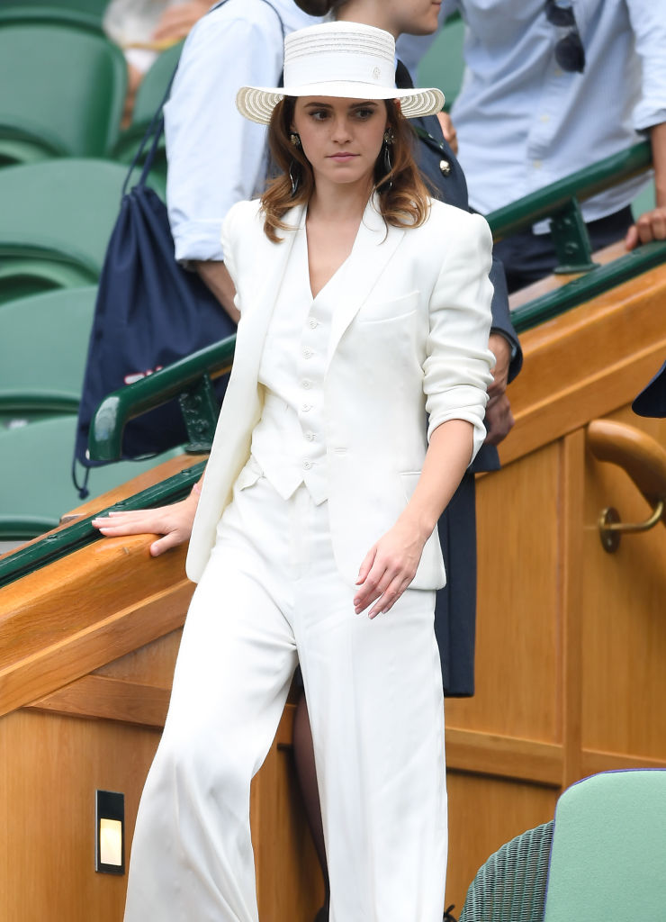 Emma Watson attends day twelve of the Wimbledon Tennis Championships at the All England Lawn Tennis and Croquet Club