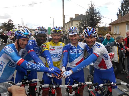 FDJ celebrate Marc Fournier's overall win