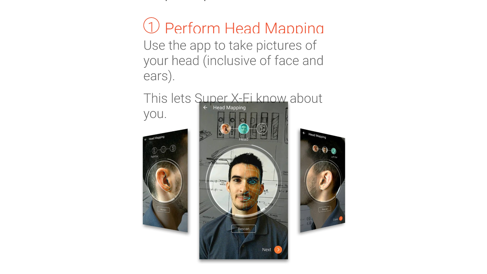 Creative Outlier Pro app'en med fotos af Head Mapping-funktionen