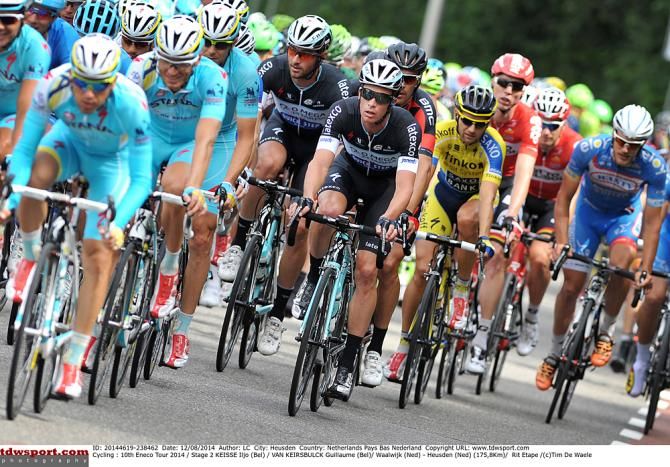 Astana leads the peloton at the start of stage 2