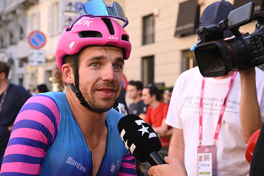 MILAN, ITALY - MAY 24: Dylan Groenewegen of Netherlands and Team Unibet Rose Rockets meets the media press after the 109th Giro d&amp;amp;apos;Italia 2026, Stage 15 a 157km stage from Voghera to Milan / #UCIWT / on May 24, 2026 in Milan, Italy. (Photo by Dario Belingheri/Getty Images)