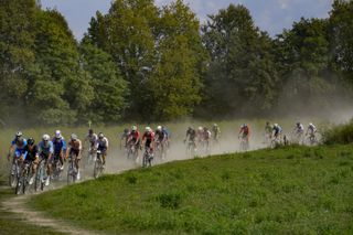 Riders in the men's elite race at the UCI Gravel World Championships 2022 in Veneto
