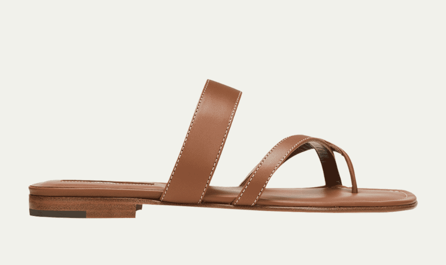 Manolo Blahnik, Susa Flat Leather Sandals
