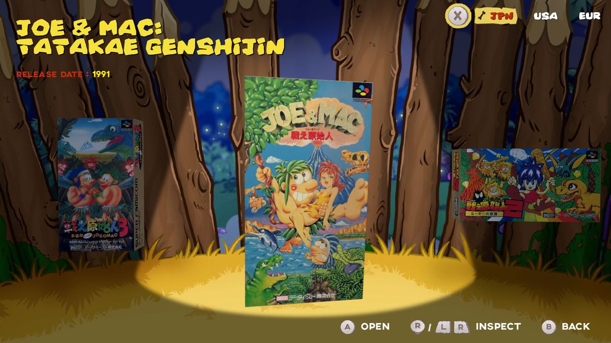 Retro game screens of cavemen fighting dinosaurs