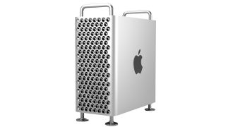 An Apple Mac Pro desktop computer on a white background