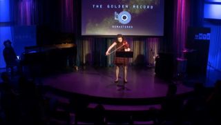 Violinist Hajnal Pivnick, co-founder of the musician collective Tenth Intervention, played a new piece at a "Golden Record Remastered" event at The Greene Space in New York City Sept. 27, 2016. The event focused on ways to update the famous Golden Record sent to space on the Voyager 1 and 2 spacecraft in 1977.