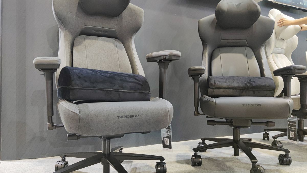 The ThunderX3 Core gaming chairs together with their included cushions.