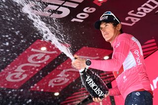 Geraint Thomas celebrates 37th birthday on stage 18 at the Giro d'Italia