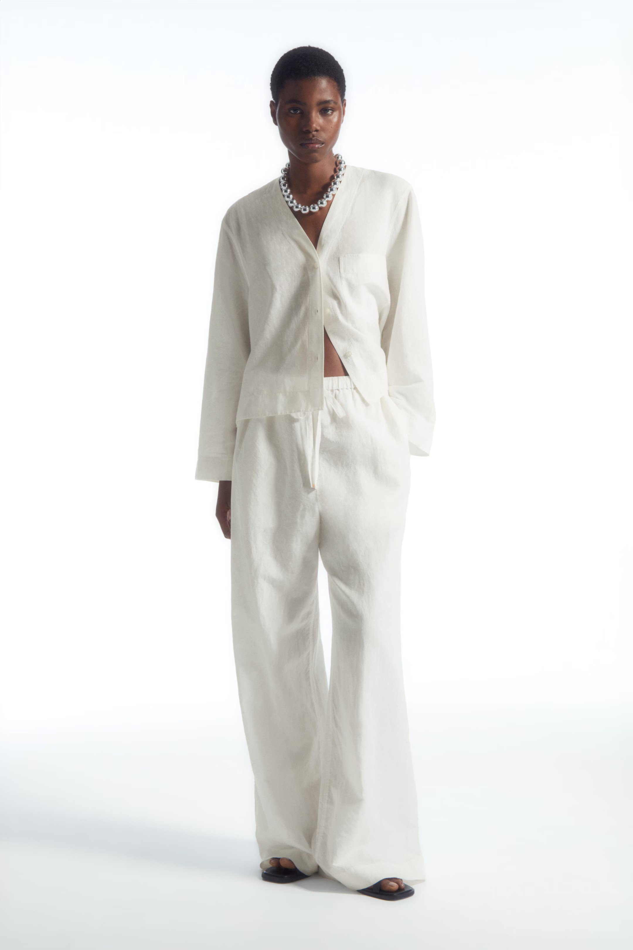 COS, Wide-Leg Linen Drawstring Trousers