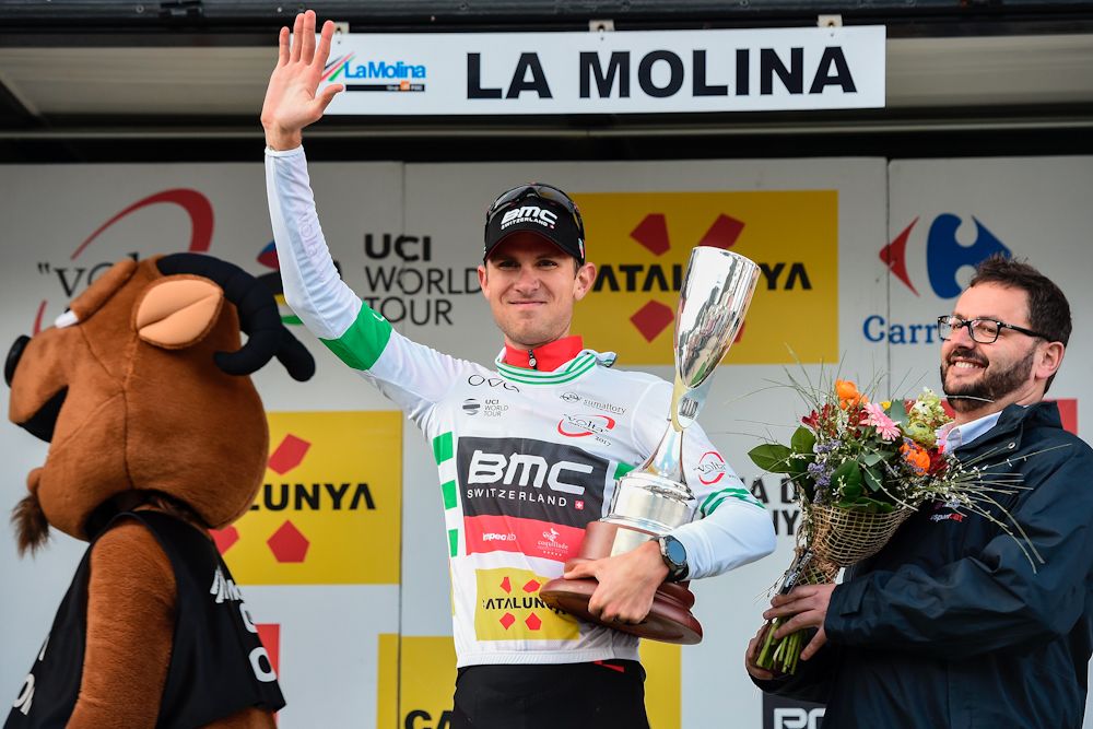 Tejay van Garderen in the Catalunya leader's jersey after stage 3