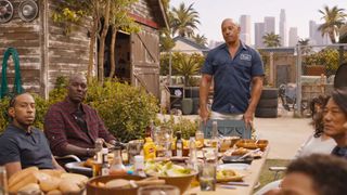 Dominic Toretto (Vin Diesel) with his family in the trailer for Fast X