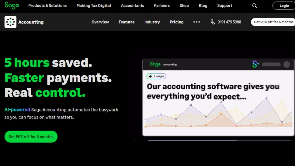 Website screenshot of Sage Business Cloud Accounting (October, 2025)