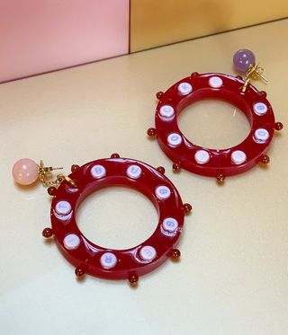 circular red earrings by Tessa Packard