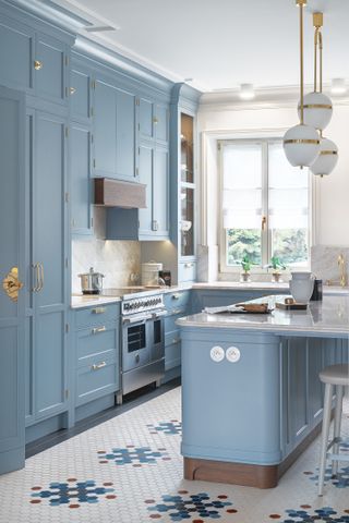 A kitchen in blue