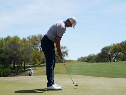 Luke List Putts With Wedge