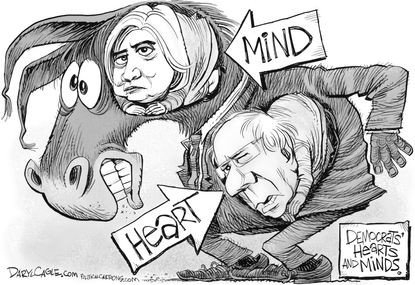 Political Cartoon U.S. Democrats Divided