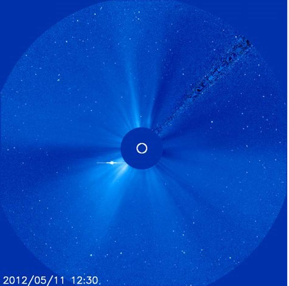 The Solar and Heliospheric Observatory (SOHO), which is jointly managed by NASA and the European Space Agency, took this photo of the sun on May 11, 2012, after recovering from a technical glitch.