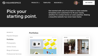 Squarespace template selection