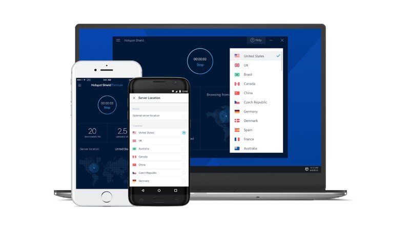 Hotspot Shield VPN running on multiple devices