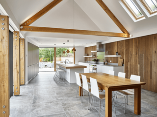 Modern kitchen in oak frame extension