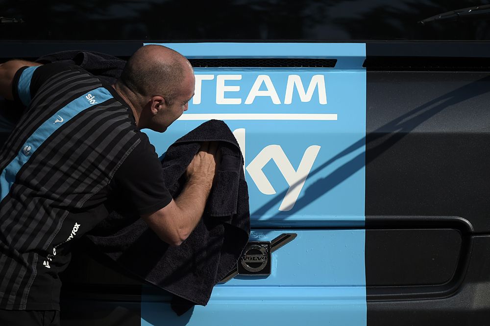 Team Sky preparing for the start of the Tour de France