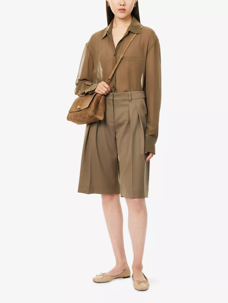 Bilbao Pleated Wool Bermuda Shorts