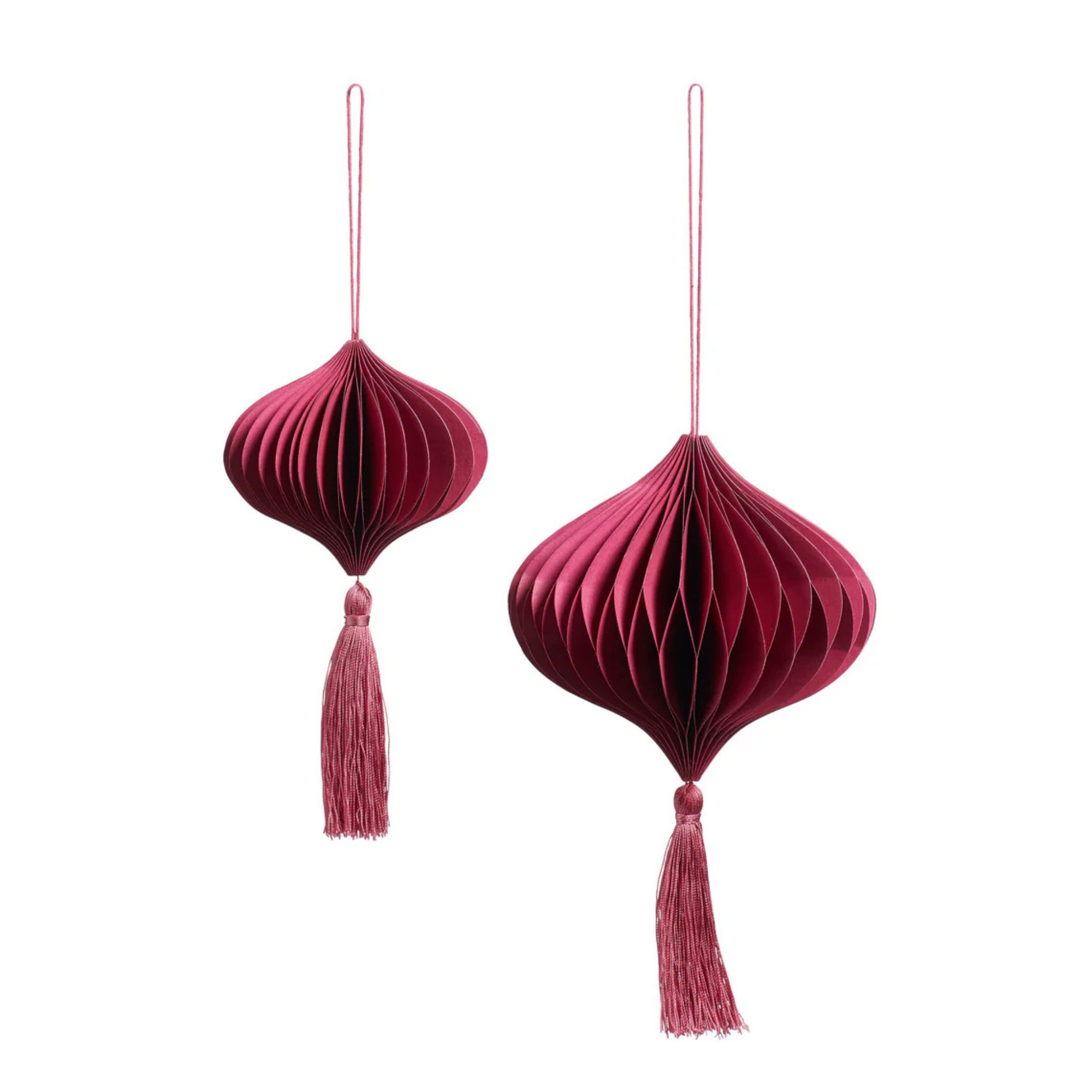Oka Prod, Mixed Honeycomb Bauble Decorations in Raspberry, Set of Six