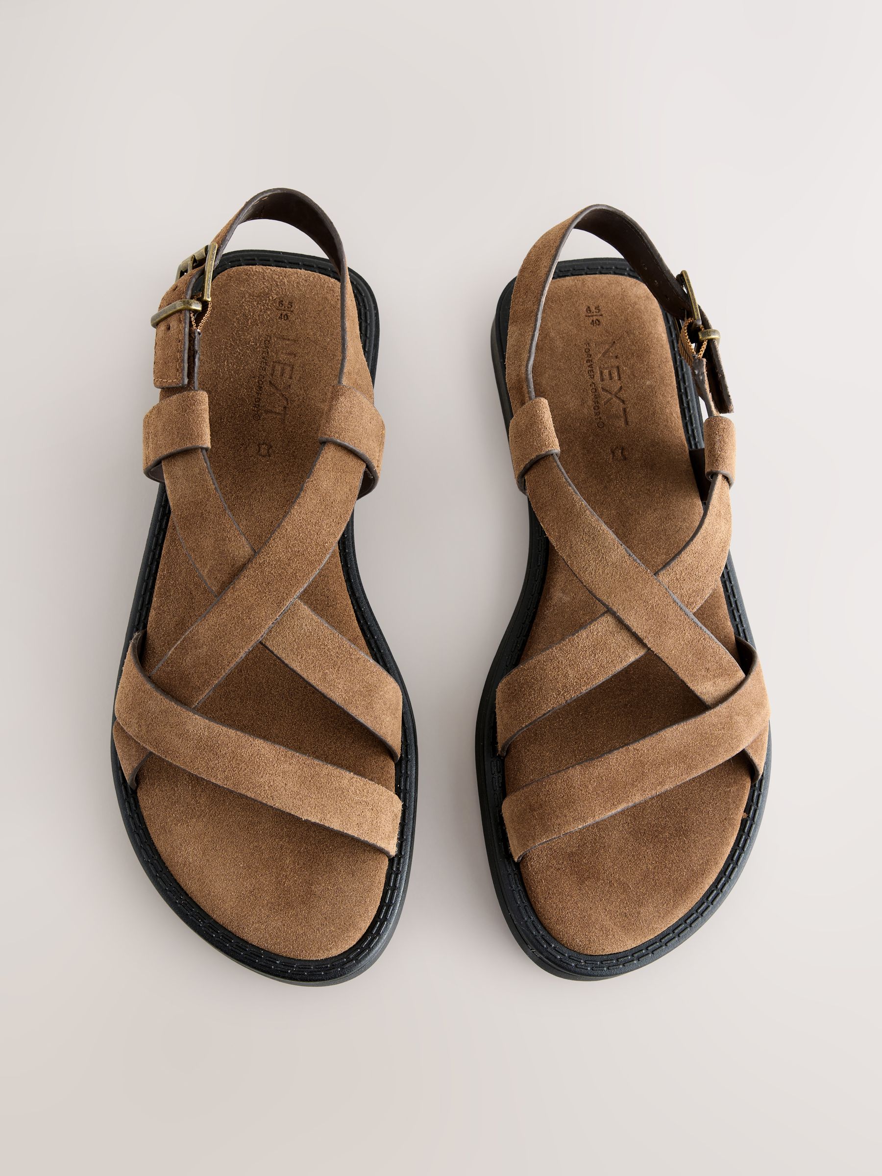 Tan Brown Suede Forever Comfort&amp;reg; Cross Strap Sandals
