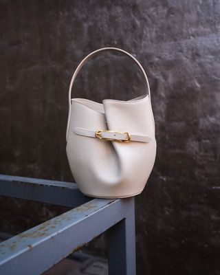 Belted Bucket Bag Mini Cream